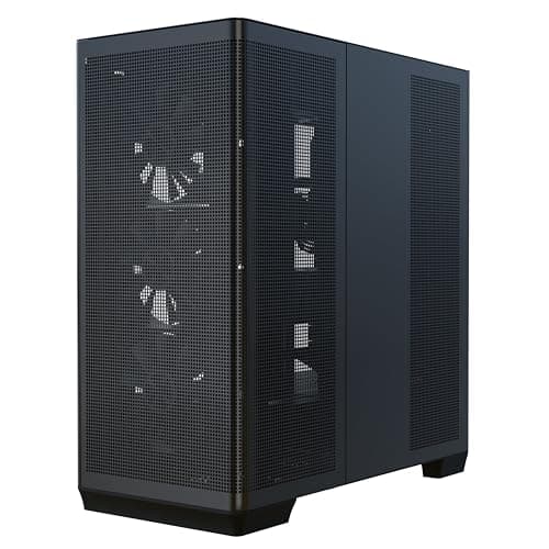 Image of APNX C1-R Mid-Tower ATX High Airflow PC Case, 4x120mm Black Fans, 11 Fan Slots, 360mm Radiator Support, ASUS/MSI Back-Connect Motherboard Support, Tempered Glass Panel, Cable Management, Type-C, Black