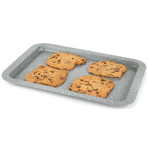 Image of Salter BW02775G Marblestone Baking Tray – 37cm Non-Stick Oven Sheet, Lightweight Carbon Steel, Easy Wipe Clean, Rectangular Cookie Tray, Oven Safe to 220°C, PFOA Free, for Cooking, Baking, Roasting