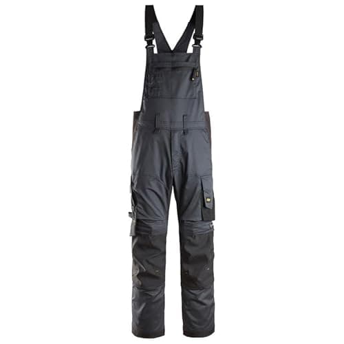 Image of Snickers 6051 AllroundWork Stretch Bib & Brace Trousers Steel Grey Black 158 (W41 x L35)