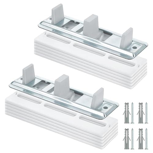 Image of 2 Pack Sliding Closet Door Floor Guides with Carpet Risers, Adjustable Sliding Closet Door Guide Fit 3/4'' to 1-3/8'' Thick Doors, White and Metallic