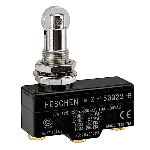 Image of Heschen Micro Switch, Z-15GQ22-B, Panel Mount Roller Plunger, Momentary Type, 3 Screw Terminal, 15A Rated Current