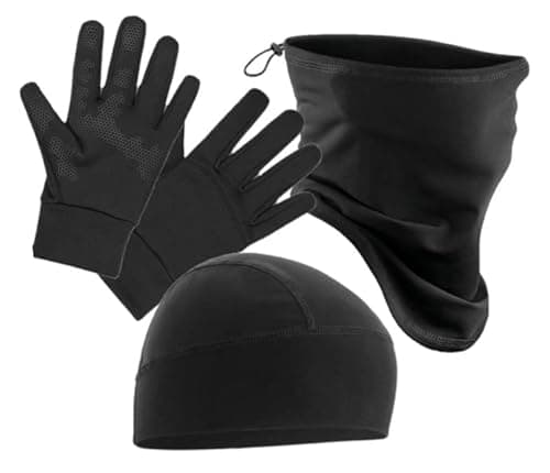 Image of COOZO Softshell Sports Tech Beanie, Neck Warmer and Gloves Set - Black - Beanie/Neck Warmer/Gloves S-M