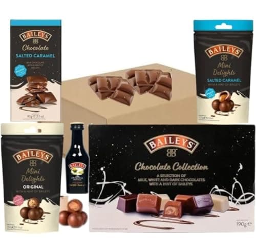 Image of Baileys Chocolate Hamper - Includes Chocolate Collection Box, Salted Caramel Bar, Pouch, & Original Irish Cream- Christmas, Valentine's Day, Mother's Day