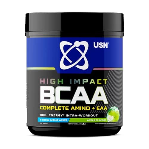 Image of USN Complete Amino & EAA Intra Workout Powder, Apple Flavour - 400g, Vegan Energy Drink, Premium BCAA Amino Acids & Glutamine Recovery Drink, High Impact Pre Workout & Post Workout Shake