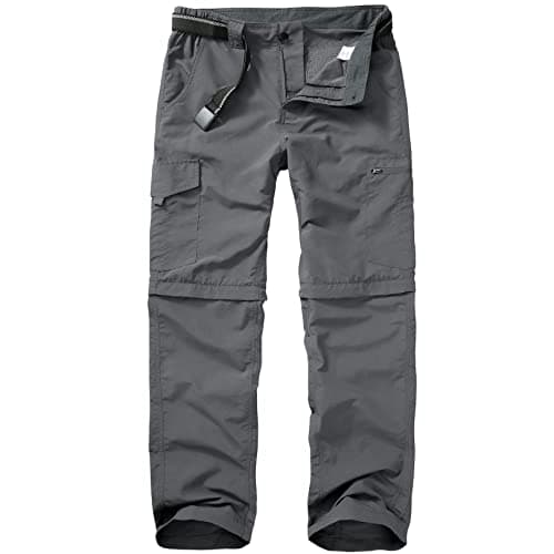 Image of mosingle Walking Hiking Trousers Mens, Safari Zip Off Lightweight Quick Dry Convertible Travel Fishing Cargo Breathable Outdoor Pants Grey