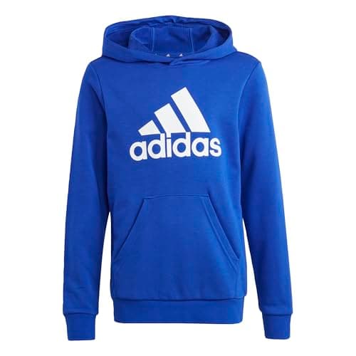Image of adidas Unisex Kids Big Logo Essentials Cotton Hoodie, semi lucid blue/white, 7-8 Years