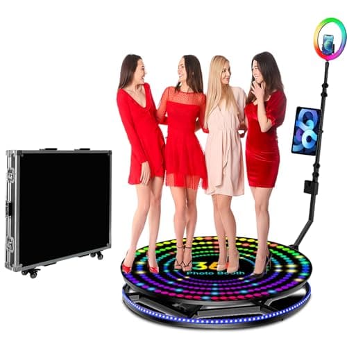 Image of 360 Photo Booth Machine for Parties - Auto Spin Video Booth with RGB Ring Light, Remote Control & Free Custom Logo (100cm/39.4inch)