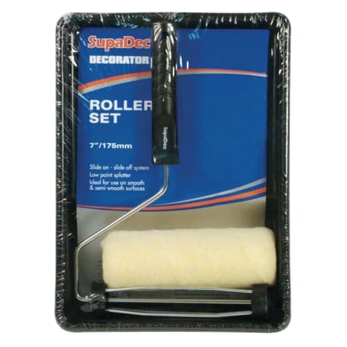 Image of SupaDec Cage Frame Roller & Tray Set – 7" | 175mm Paint Roller with Polyester Refill | Slide-On Slide-Off System | Low Splatter | for Smooth & Semi-Smooth Surfaces | Ideal for Emulsion Paints