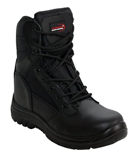 Image of Mens Arma Black Lace Up/Zip Up Genuine Leather Military Combat Waterproof Safety Steel Toe Cap Boots UK Sizes 7-12 (UK 8, Black)