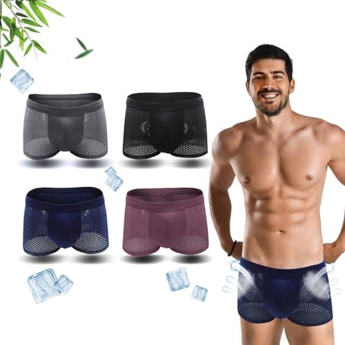 Image of Okdance Boxhero Bamboo Boxers Mens, Breathable Bamboo Fibre Boxer Shorts Bamboo Fiber Boxer Briefs, Cooling Underwear Men Box Hero Underwears for Male Summer Swimming Travel (L, 4 COLOR)