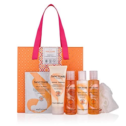 Image of Sanctuary Spa Gift Set, Perfect Pamper Parcel With Hand Cream, Salt Scrub, Bubble Bath, Shower Gel and Body Lotion, Vegan, Gift for Her, Gifts for Women, Birthday