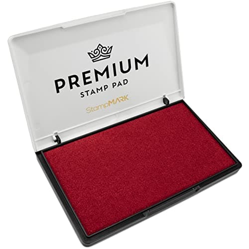 Image of StampMark Premium Stamp Pad Large Size 3.5" x 6" - for Traditional Rubber Stamps - Felt Pad Crimson Red Color