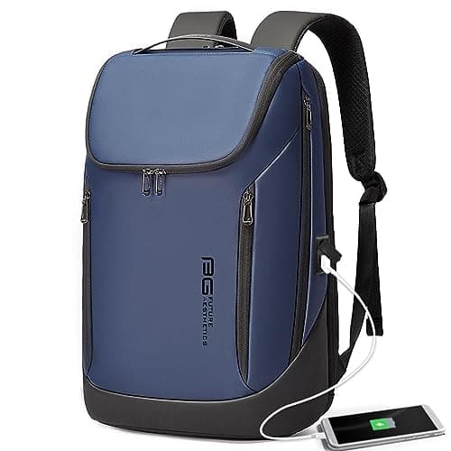 Image of BANGE Business Smart Backpack Waterproof fit 15.6 Inch Laptop Backpack with USB Charging Port,Travel Durable Backpack (Blue(two Pocket)