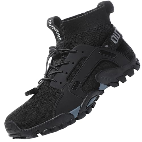 Image of VTASQ Hiking Boots Mens Outdoor Non-Slip Trekking Mountaineering Shoes Trainers Lightweight Camping Climbing Shoes Sneaker Black 6 UK