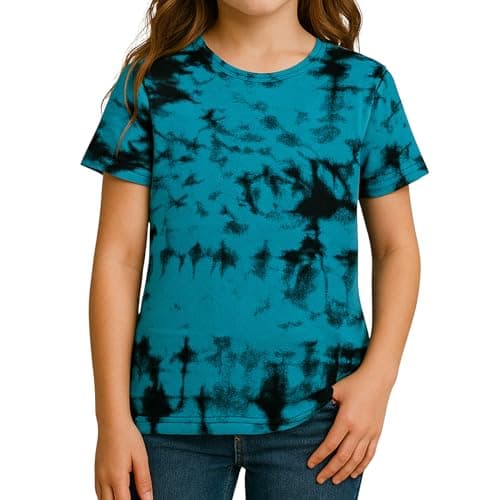 Image of A2Z 4 Kids Girls T Shirts Cotton Plain Tie Dye Short Sleeves T Shirts Top Soft Feel Trendy - Tie Dye 250 T Shirt Aqua 9-10