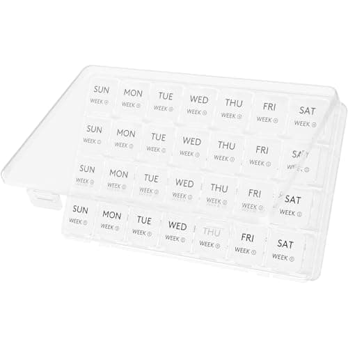 Image of Lifewit Monthly Pill Organizer, 28 Day Pill Box, 4 Weeks One Month Pill Cases, Large Compartments Medicine Organizer for Vitamins, Fish Oils, Supplements, Clear, 1 Pack