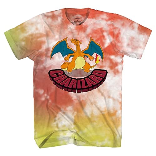 Image of Pokemon Mens Pikachu Game Shirt - Gotta Catch Em All - Official Tie Dye T-Shirt, Orange Tie Dye, Medium
