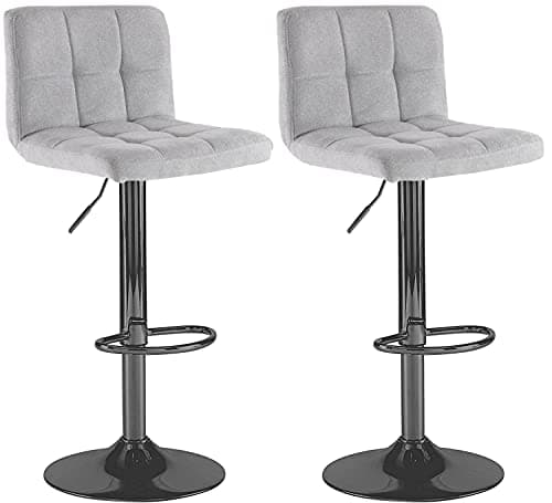 Image of Neo® 2X Fabric Cuban Swivel Bar Stools with a Matt Black Legs (Grey)