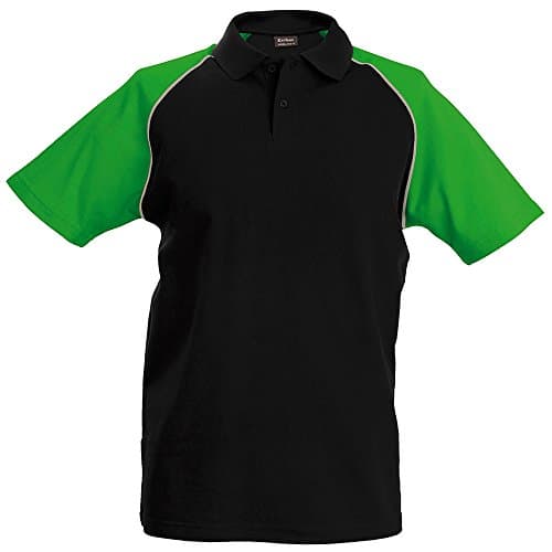 Image of Kariban Mens Contrast Baseball Polo Shirt (S) (Black/Light Grey/Green)