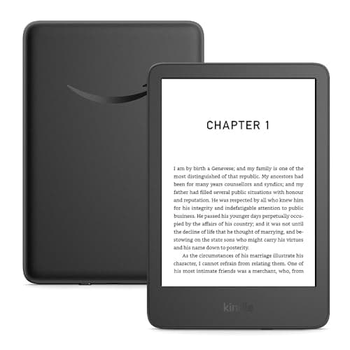 Image of Amazon Kindle (newest gen) – Lightest and most compact Kindle with glare-free display, faster page turns, adjustable front light and long battery life – 16 GB – With Ads – Black