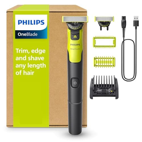 Image of Philips OneBlade 360 Connected Face + Body, Hybrid Electric Beard Trimmer, Shaver and Body Groomer. Incl. 1x 360 Blade, 1x Original Blade (8 Month Supply), 5-in-1 Comb, 1 x Body Kit, Model QP4631/30