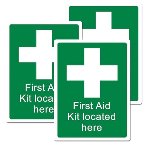 Image of 3Pcs First Aid Sign, First Aid Sticker, Self-Adhesive First Aider Signs, Safety Signs for First Aid Kit Stickers, First Aid Kit Sticker Located Here Safety Sign(15 x 20 cm)