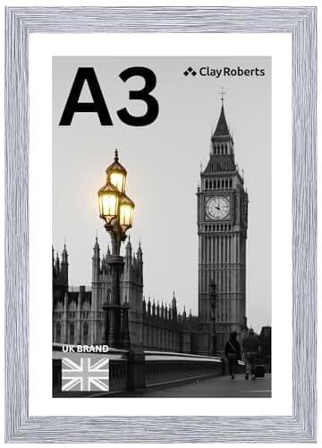 Image of A3 Photo Frame, Picture Frame, Art Print Poster, 29.7cm x 42cm, Frames, Photo Collage Gallery Display, A4 Card Mount Frame (Light Grey, 1 Pack)