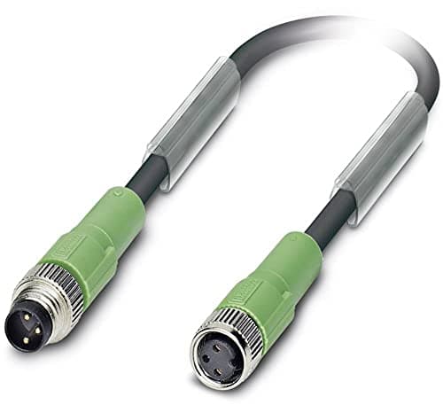 Image of PHOENIX CONTACT SAC-3P-M 8MS/5.0-PUR/M 8FS Sensor/Actuator Cable, 3-Pin M8 Plug Straight, M8 Socket Straight, 5 m Cable Length, Black/Grey