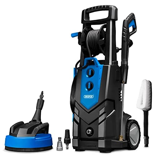 Image of Draper PW2500 Electric Pressure Washer, Maximum Power 195Bar with Heavy Duty Patio Cleaner, Blue