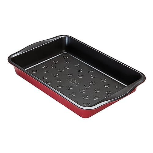 Image of Prestige New Disney Bake with Mickey Mouse Roasting Tin Non Stick - Deep Large Baking Tray 33cm x 23cm, Carbon Steel Bakeware, Red & Black