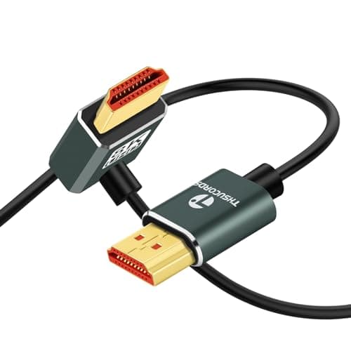 Image of Thsucords Ultra Thin 8K HDMI 2.1 90 Degree Up Angle Cable 1M, Flexible Slim High Speed Cord Support 4K@120Hz 8K@60Hz Compatible with Roku TV/HDTV/PS5/Blu-ray