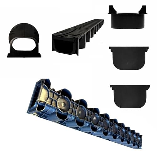 Image of Polydrain Heelguard Heavy Duty A15 Linear Storm Water Shallow Flow Channel Drainage PVC Channel Driveway Aco Drain 1 metre Includes 2 x Endcaps 1 x Body Outlet 1 x End Outlet (4)
