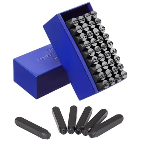 Image of Gueenky 36 Pcs Number and Letter Punch Set, 10mm Metal Stamping Kit Set, A-Z, 0-9, &, Letter Number and Symbols Stamp Punch Stamps for Metal Wood Plastic Leather