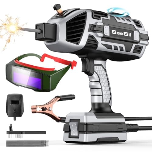 Image of SeeSii Portable Electric ARC Weldeing Machine 220V with Auto Darking Goggles: Handheld Welder IGBT Inverter Welding Gun, 5 Variable Adjustment for Rods and Home DIY, Professional Use(Grey)