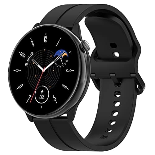 Image of FTRONGRT 22mm Soft Silicone Watch Strap for Realme Watch 3, Replacement Wristband Bands Bracelet for Realme Watch 3——Black