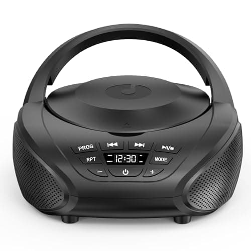 Image of Gueray Portable CD Player Boombox Compact CD Boombox with Stereo Speakers FM Radio 3.5mm AUX Input and Headphone Jack LCD Display for Indoors, Outdoors, Travel & Audiobooks