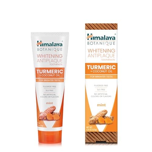 Image of Himalaya Whitening Antiplaque Toothpaste with Turmeric + Coconut Oil for Brighter Teeth, 113g