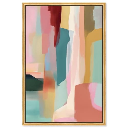 Image of Playful Patches I Canvas Print Pink Modern Wall Art by Art Remedy, Gold Frame, 10 x 15