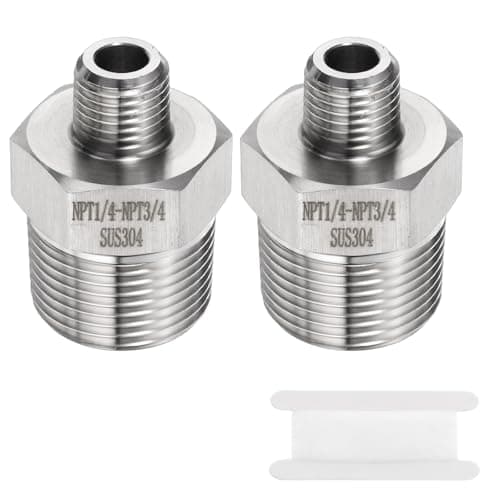 Image of sourcing map 2pcs 304 Stainless Steel Hex Nipple 1/4" NPT Male x 3/4" NPT Male Straight Thread Pipe Fitting Extension Pipe Fittings Connector Adapter for Water Oil Gas Tub