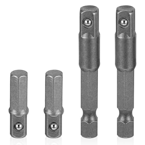 Image of 4 Pack 1/4 Hex to Socket Adapter, 1/4 Hex to Square Socket Bit Adapter Power Tool Replacement Part for Drill Driver Sockets Driver Screwdri
