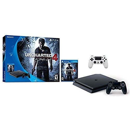 Image of Sony Sony PlayStation 4 500GB Console - Uncharted 4 Limited Edition Bundle with Dual Shock 4 Wireless Controller - Glacier White - PlayStation 4