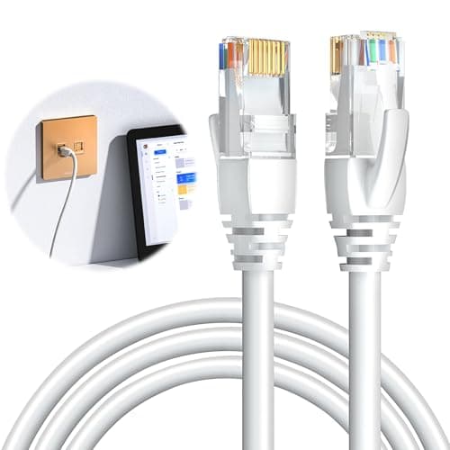 Image of Cat 6 Ethernet Cable 5 M White High Speed Gigabit Cat6 Network Cord RJ45 10Gbps 250Mhz/s Internet Lan Wire Lead Patch Cable for Broadband Router Modem Smart TV PC Switches Laptop Gaming Xbox UTP CCA