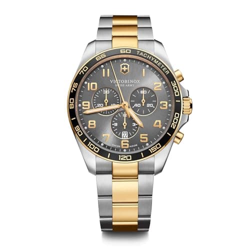 Image of Victorinox Men’s Watch Fieldforce Classic Chrono Ø 42 mm, Swiss Made, Analogue Quartz, Water-Resistant up to 100 m, Stainless Steel Strap, Grey/Silver/Gold