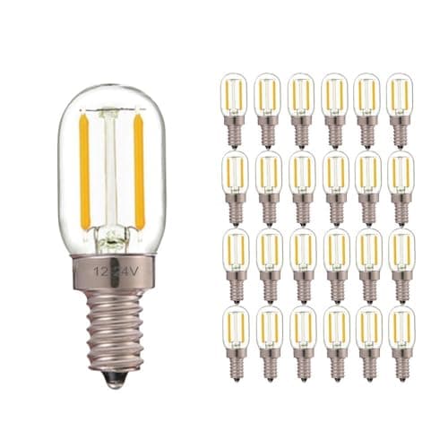 Image of REPYL DC AC 12V 24V E14 LED Bulb T22 1W Low Voltage Tubular Filament Bulb E12 Candelabra LED Lamp RV Locomotive Room Lights (Color : E14, Size : 5PCS_DC 24V_1W)