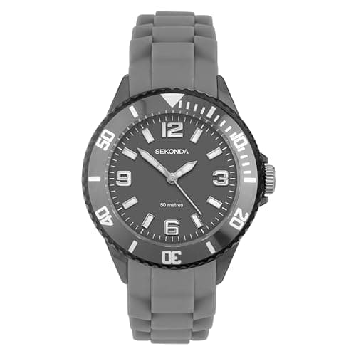 Image of Sekonda Outback Boys Watch – 35mm Kids Watch with Grey Dial, Rotating Bezel and Grey Silicone Strap – 50m Water Resistant – Easy Read Analogue Display – 2 Year Warranty
