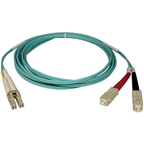 Image of Tripp Lite 10Gb Duplex Multimode 50/125 OM3 LSZH Fiber Patch Cable (LC/SC) - Aqua, 10M (33-ft.)(N816-10M)