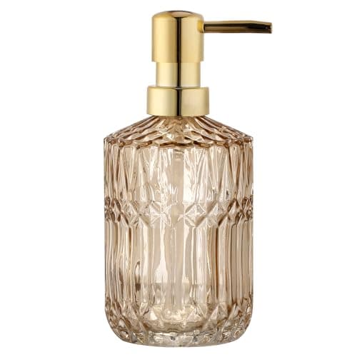Image of YunNasi Glass Soap Dispenser with Pump, Refillable Liquid Hand Soap Dish Soap Dispensers for Bathroom Counter, Kitchen Sink (Amber)
