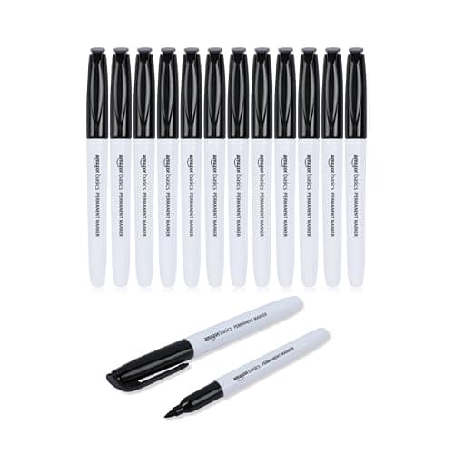 Image of Amazon Basics Permanent Markers - Black - Pack of 12