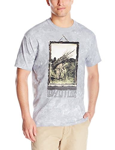 Image of Liquid Blue Men's Led Zeppelin Man with Sticks Short Sleeve T-Shirt, Light Grey, Large