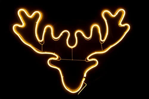 Image of SHATCHI Stag Head Neon Effect Rope Light Silhouette Double Side 90 Warm White LEDs Christmas Outdoor Home Wall Garden Holiday Festive Decorations